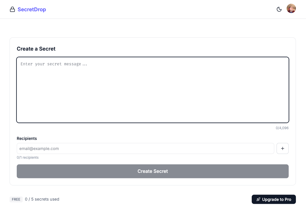 SecretDrop Dashboard