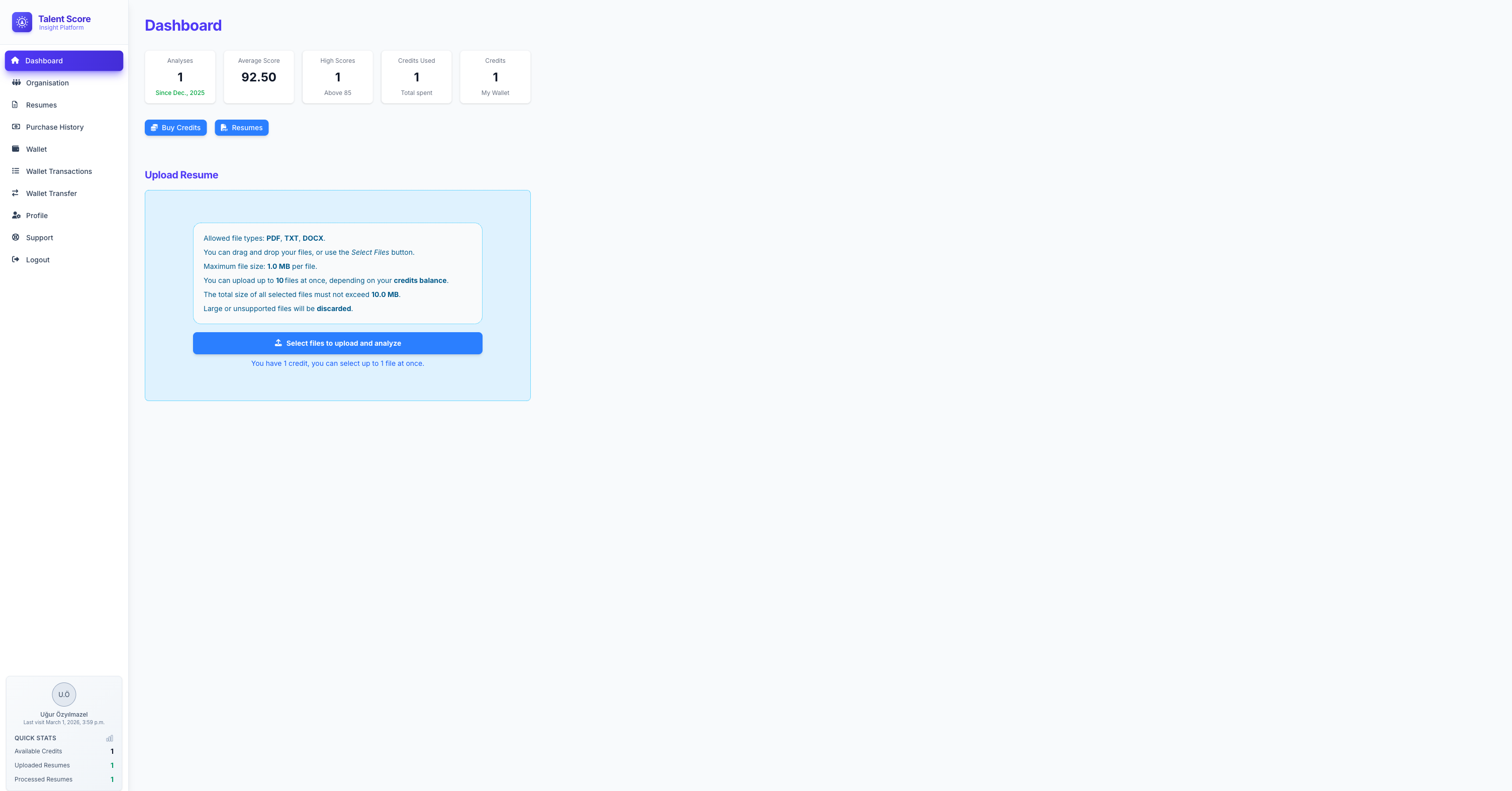 Talent Score Dashboard